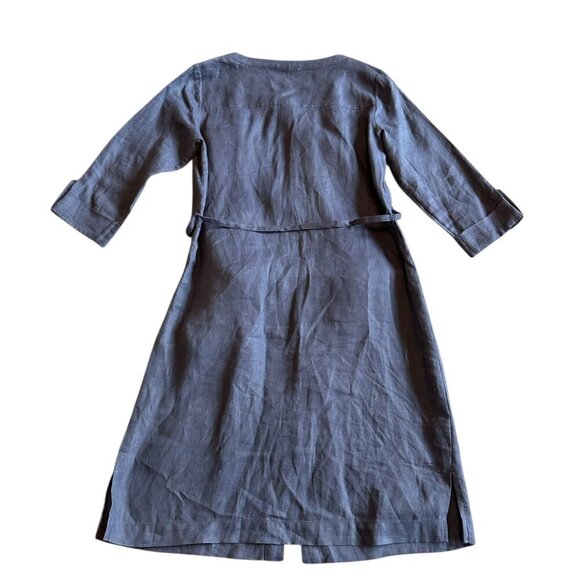 Go Silk 100% Linen Button-Down Shirt Dress w/ Belt 3/4 Sleeves Pockets Size XS - Picture 8 of 13